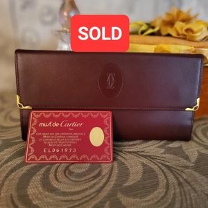 ❤SOLD❤Authentic Must De Cartier Leather Bifold Long Wallet, Like New